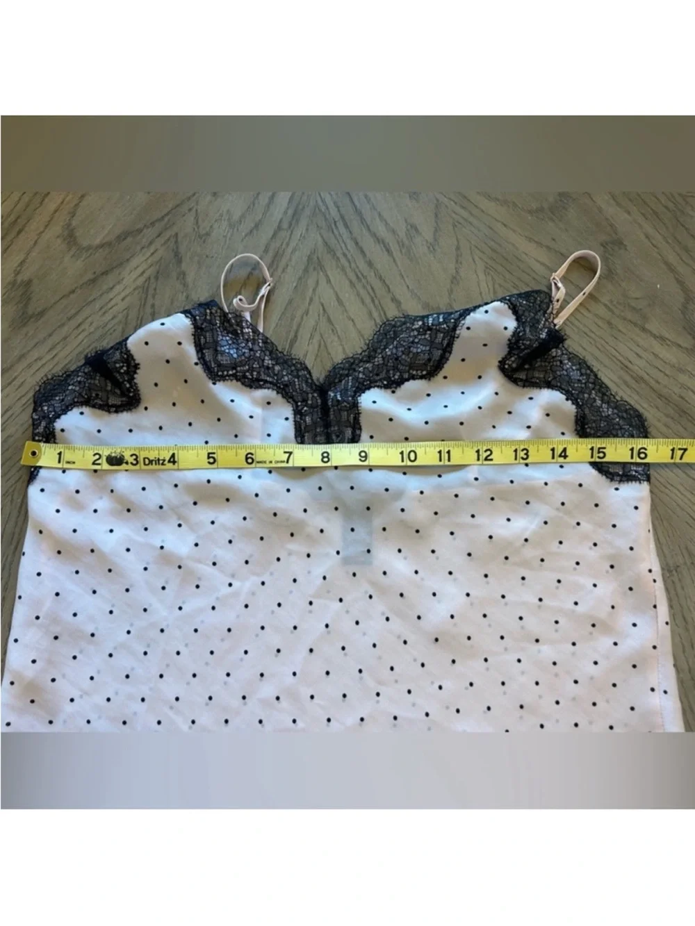 Victoria's Secret Pink Polka Dot Slip with Black Lace Trim